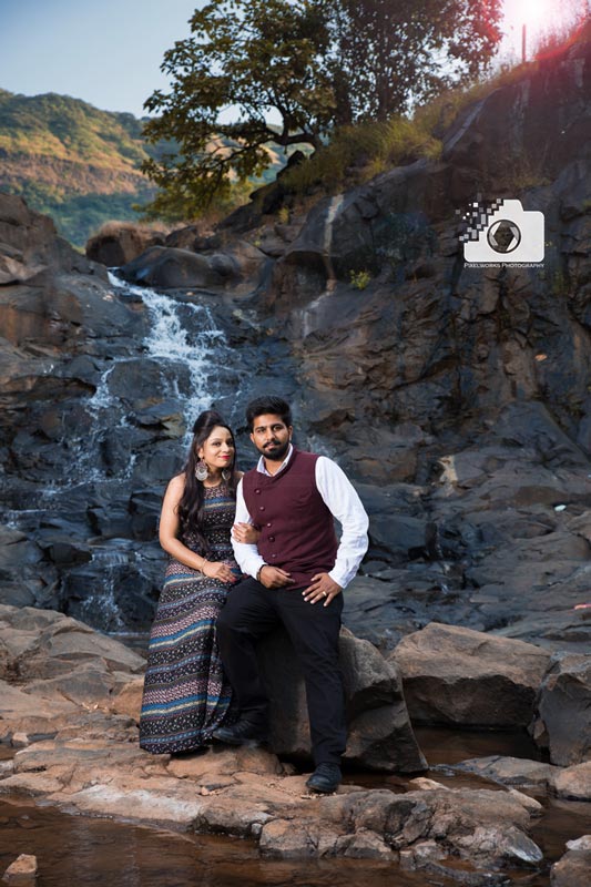 Indian pre wedding shoot waterfall