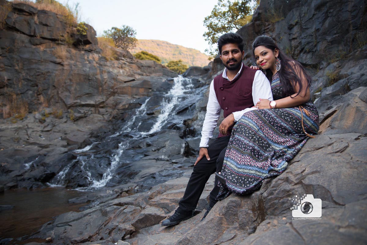 Indian pre wedding shoot waterfalls