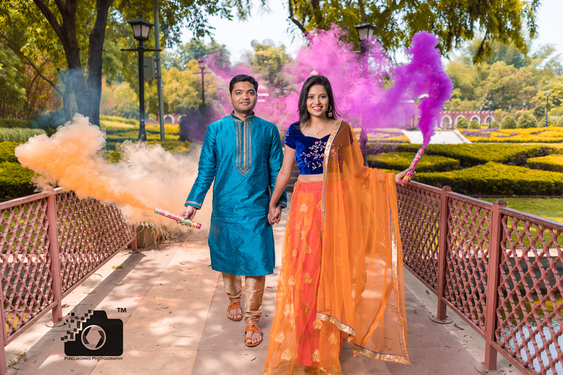 Color Smoke photoshoot Lehenga