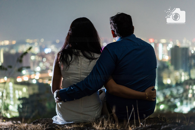 A pre wedding shoot at Night