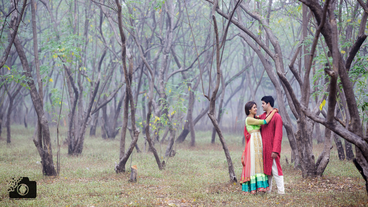 forest pre wedding shoot couple