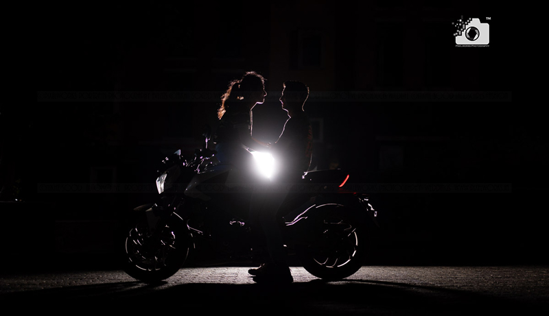 Night Pre wedding shoot bike