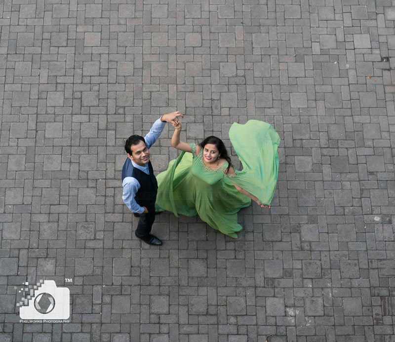 Pre Wedding Shoot Poses drone aerial