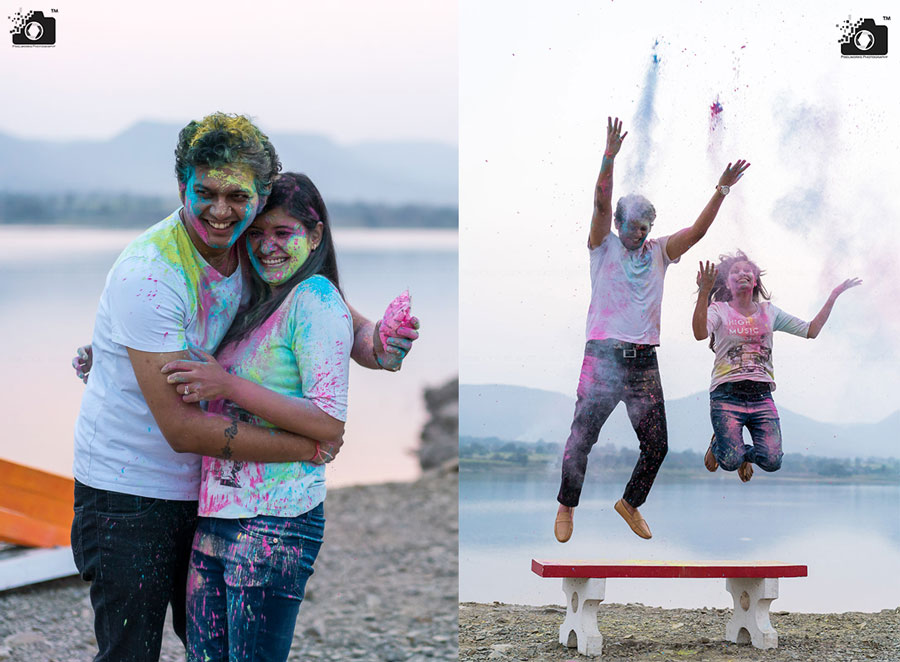 Pre Wedding Shoot Poses holi festival