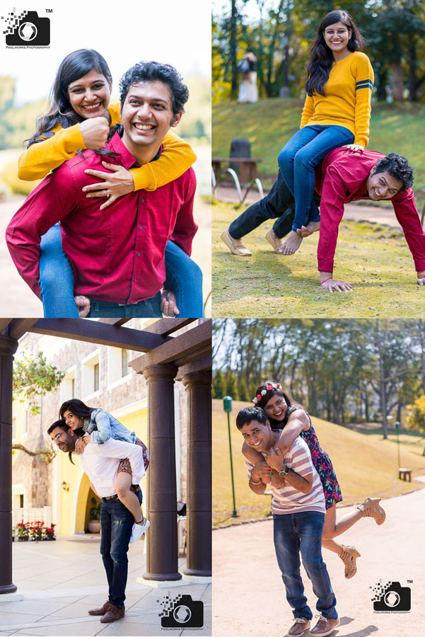 Pre Wedding Shoot Poses piggy back weird and whacky