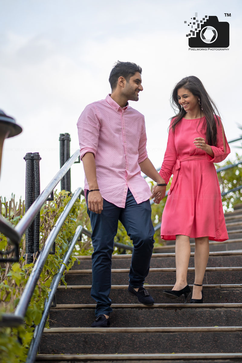 Pre wedding shoot at corinthians walk on stairs